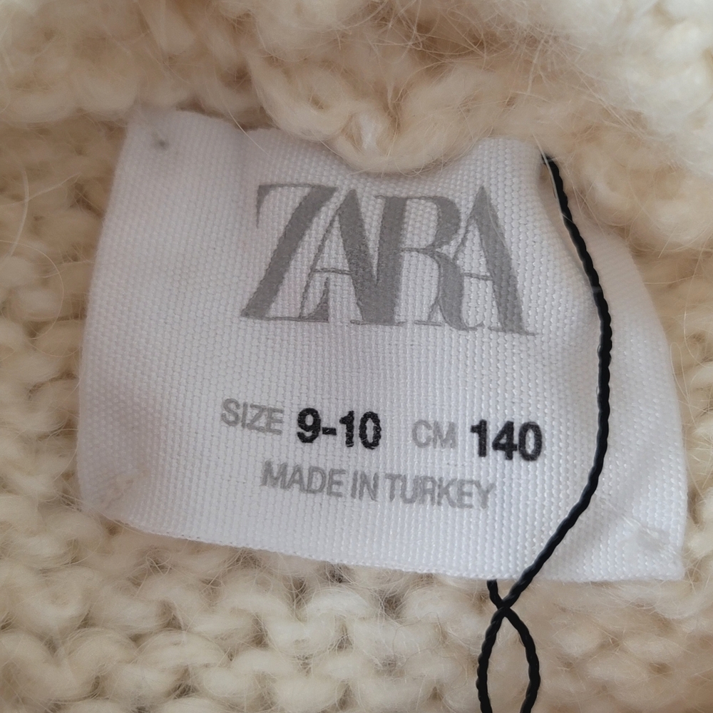 Zara Girls Patterned Wool Blend Knit Hoodie | Size 9-10 - Picture 7 of 17